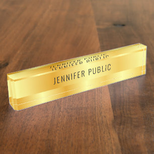 Porte-nom Pour Bureau Élégant Modèle moderne Faux Gold personnalisé