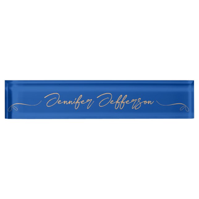 Porte-nom Pour Bureau Élégant Moderne Calligraphie Nom Professionnel Ble (Devant)