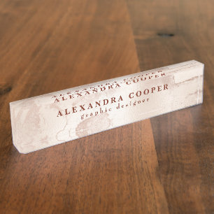 Porte-nom Pour Bureau Élégant moderne minimaliste cuivre rose or marbre