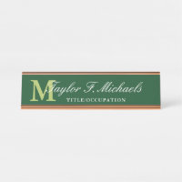 Élégant Monogramme et Nom Vert Citron sur Fond Ver