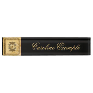 Porte-nom Pour Bureau Elégant noeud celtique aux couleurs dorées.