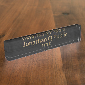 Porte-nom Pour Bureau Élégant noir et or