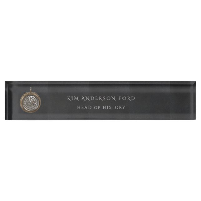 Porte-nom Pour Bureau Élégant Obsidienne Noir Mat Professionnel Moderne (Devant)