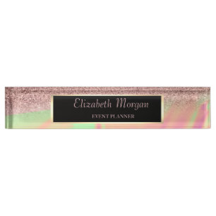Porte-nom Pour Bureau Élégant paillettes bokeh ombré, cadre