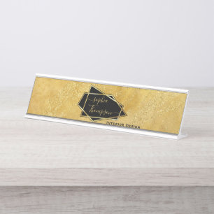 Porte-nom Pour Bureau Elégant Parties scintillant or de luxe Script en m