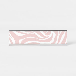 Porte-nom Pour Bureau Élégant Poster de animal blanc de zèbre rose