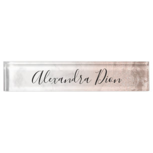 Porte-nom Pour Bureau Élégant rose moderne en cuivre marbre parties sc