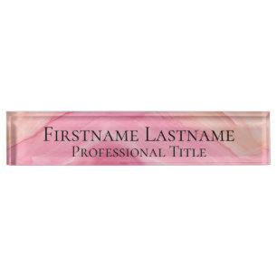 Porte-nom Pour Bureau Élégant rose moderne marbre Acrylique