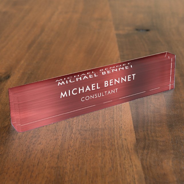 Porte-nom Pour Bureau Élégant Rouge Métallisé Affaires Professionnelles (Taille)