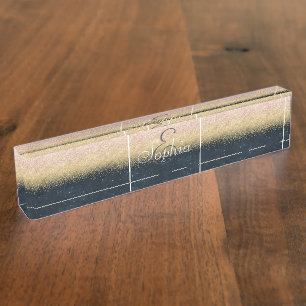 Porte-nom Pour Bureau Élégant rougissent l'or et les confettis simples
