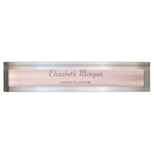 Porte-nom Pour Bureau Élégant Style Argent, Rayure
