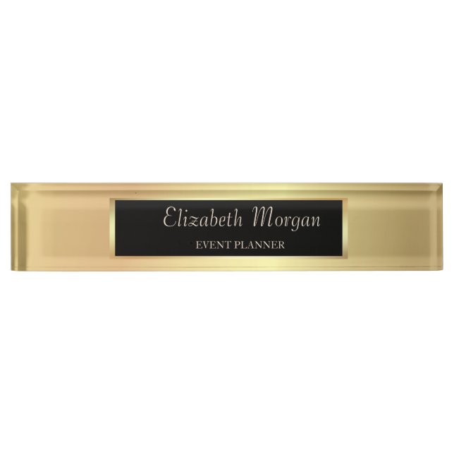 Porte-nom Pour Bureau Élégant Style Or (Devant)