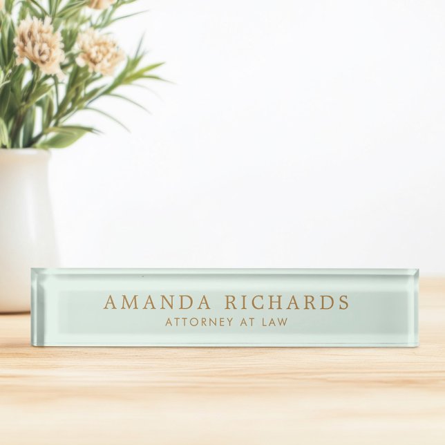 Porte-nom Pour Bureau Élégant vert menthe vert tendance (Elegant light mint green trendy desk name plate)