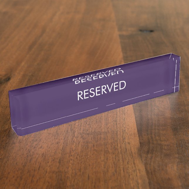 Porte-nom Pour Bureau Élégant violet violet violet nom personnalisé text (Taille)
