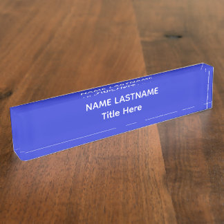 Porte-nom Pour Bureau Elegant white & Blue custom name Desk Nameplate