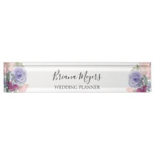 Porte-nom Pour Bureau Elégante aquarelle moderne Floral Lavender Busines