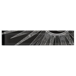 Porte-nom Pour Bureau Elégante conception en noir de la lune de soleil