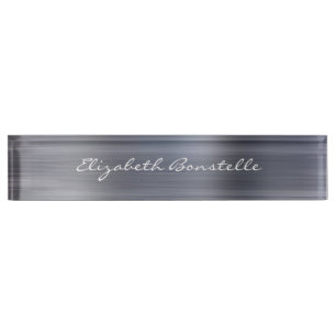 Porte-nom Pour Bureau Élégante écriture manuscrite en métal argenté bros