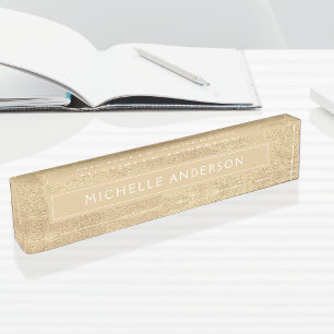 Porte-nom Pour Bureau Élégante et personnalisée Huile d'or classique