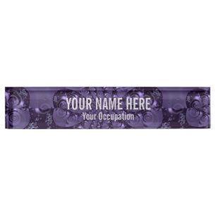 Porte-nom Pour Bureau Élégante étincelle Royale Purple Liquide