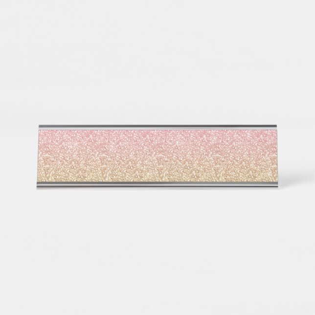 Porte-nom Pour Bureau Élégante Parties scintillant Gold et Rose Gold Spa (Devant)