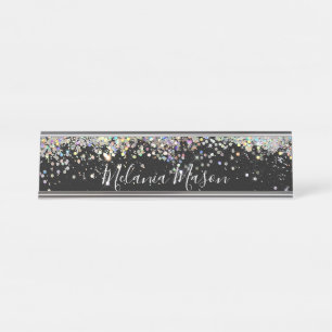 Porte-nom Pour Bureau Elégante Parties scintillant holographique Bureau