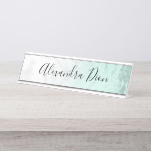 Porte-nom Pour Bureau Élégante parties scintillant moderne vert menthe