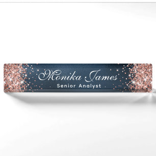 Porte-nom Pour Bureau Elégante Parties scintillant Rose or Marine Blue F