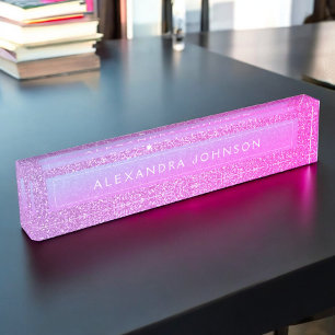 Porte-nom Pour Bureau Elégante Parties scintillant rose violet luxueuse