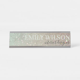 Porte-nom Pour Bureau Elégante Parties scintillant vert rose Aqua brill