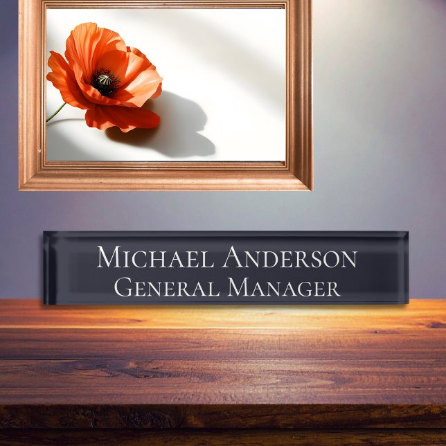 Porte-nom Pour Bureau Élégante plaque de nom bleu marine (Créateur téléchargé)