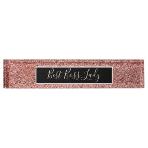 Porte-nom Pour Bureau Elégante Rose Parties scintillant or Meilleure Bos