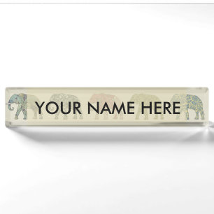 Porte-nom Pour Bureau Élément Motif Animal Coloré Contemporain