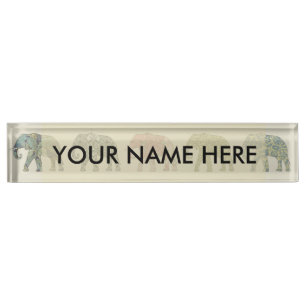 Porte-nom Pour Bureau Eléphant Coloré Animal Motif contemporain