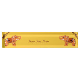 Porte-nom Pour Bureau Éléphant de henné (orange/rouge)