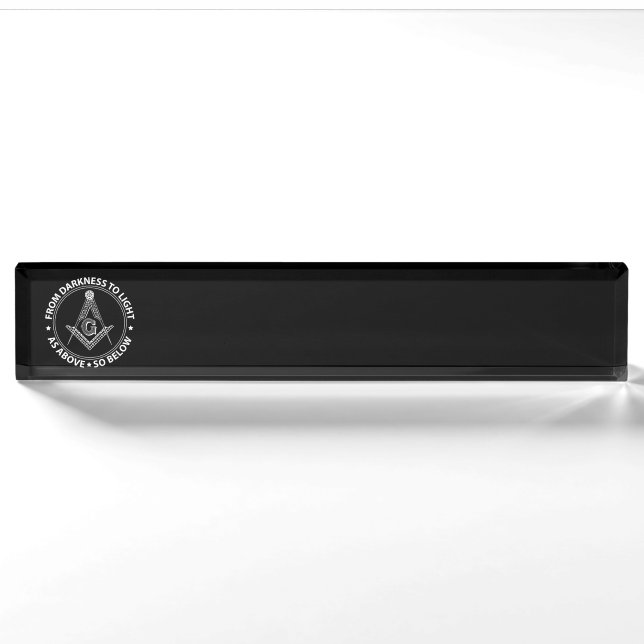Porte-nom Pour Bureau emblème de la franc-maçonnerie (Devant)