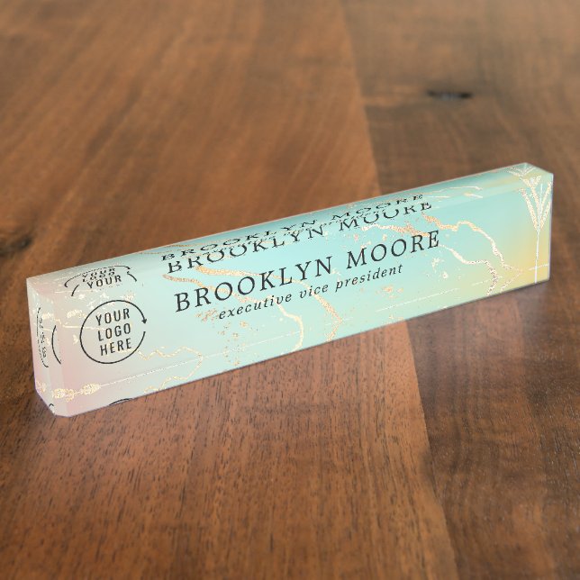 Porte-nom Pour Bureau Emplacement Holographique Iridescente Opal Personn (Taille)