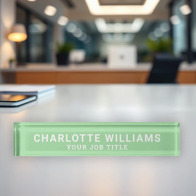 Porte-nom Pour Bureau Employé de bureau Vert Menthe Moderne (Créateur téléchargé)