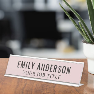 Porte-nom Pour Bureau Employée de bureau Rose Moderne
