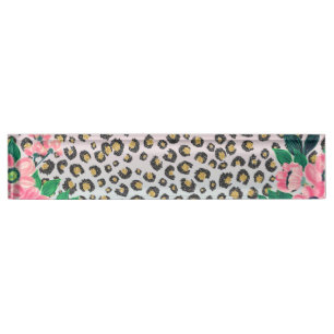 Porte-nom Pour Bureau Empreinte de léopard de Parties scintillant flora
