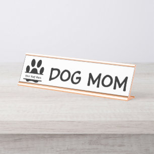 Porte-nom Pour Bureau Empreinte de patte maman chien