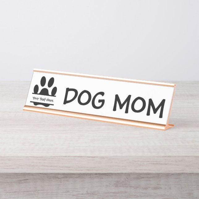 Porte-nom Pour Bureau Empreinte de patte maman chien (Devant)