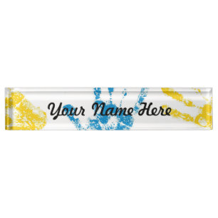 Porte-nom Pour Bureau Enfants Handprints en peinture