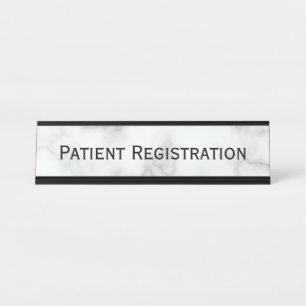 Porte-nom Pour Bureau Enregistrement patient de marbre blanc de Faux