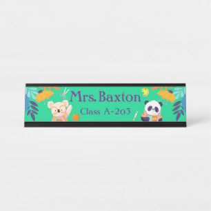 Porte-nom Pour Bureau Enseignant Cute Animaux Jungle Classe Enfants