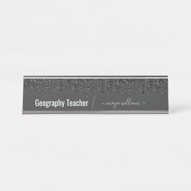 Porte-nom Pour Bureau Enseignant de la géographie, Chic Enseignant Cadea (Devant)