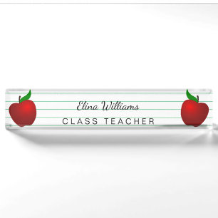 Porte-nom Pour Bureau Enseignant de l'école Red Apple gouverné Lined