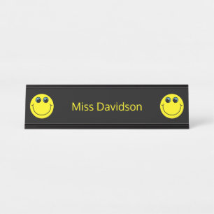 Porte-nom Pour Bureau Enseignant de l'Emoji jaune mignon