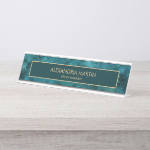 Porte-nom Pour Bureau Enseigne de bureau en aquarelle sarcelle professio