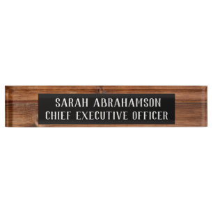 Porte-nom Pour Bureau Enseigne de bureau en bois rustique en grain de bo